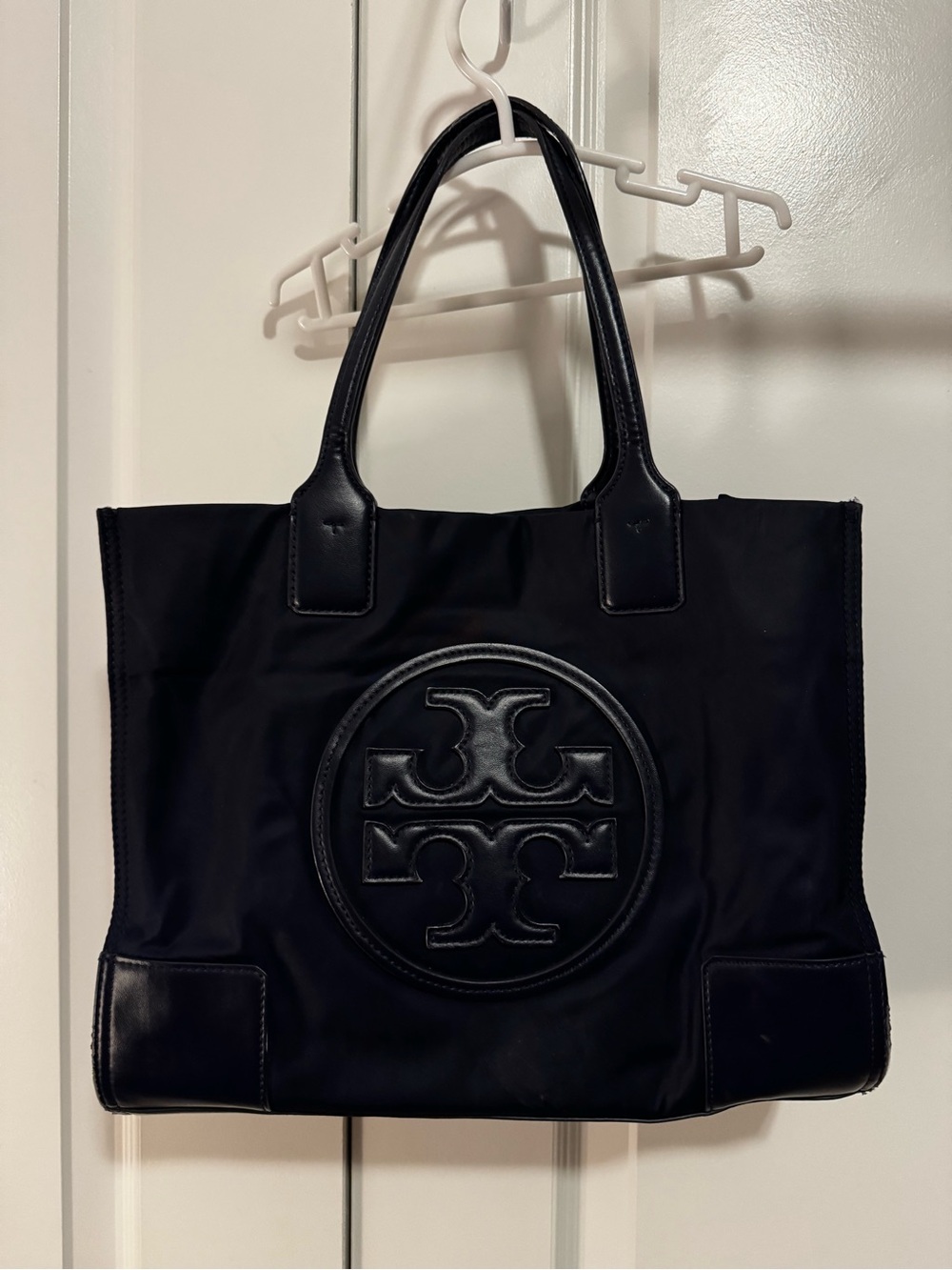 Tory Burch Navy Nylon Tote with Raised Logo